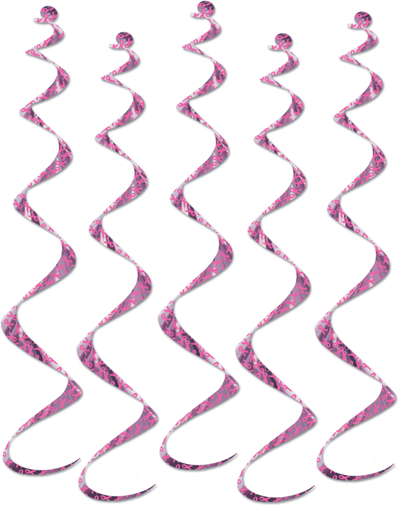 Wholesale Printed Pink Ribbon Twirly Whirlys(12x.41)