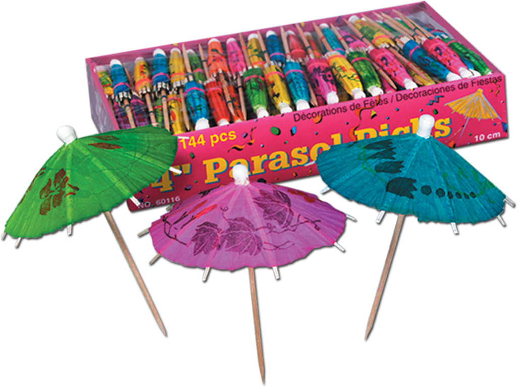 Wholesale Party Parasol Umbrella Picks 4", Assorted