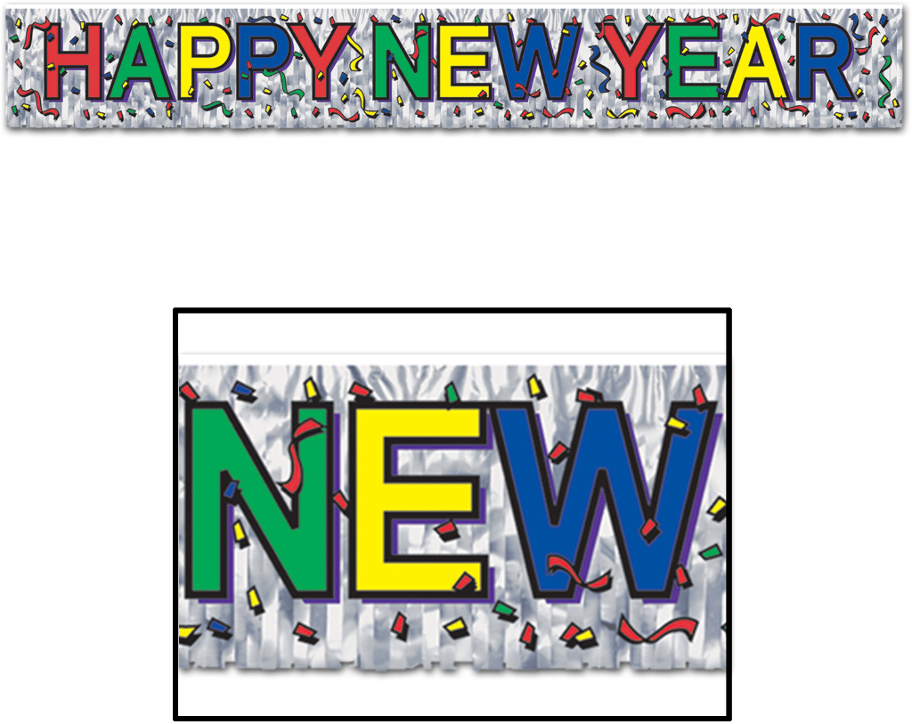 Wholesale Metallic Happy New Year Fringe Banner(24x.45)