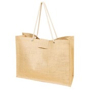 Jute Bag with Rope Handles and Velcro- Natural