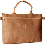 Eco Friendly Jute Document Bag w/Zippered Closure