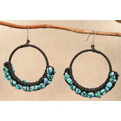Hoop Earrings Turquoise &amp; Rope