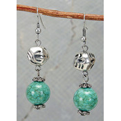 Turquoise with Silver Bead Earrings