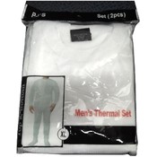 PJ Mens Thermal Top and Bottom Set - White-Large