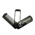 Black Travel Comb With Mirror