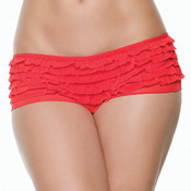 Multi-Layered Mesh Ruffle Boyshort.  Red-L/Xl