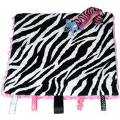 BB Emerald Pink Zebra Baby Pacifier Taggie Soft Blanket