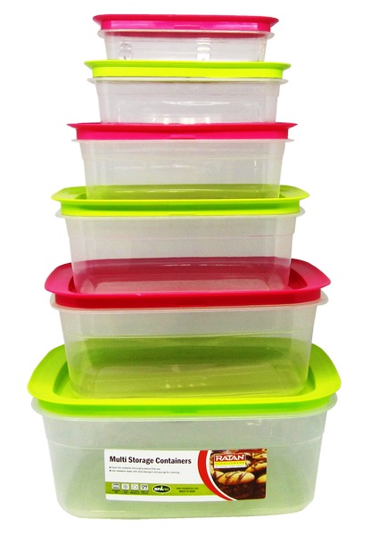 Wholesale 6-Piece Rectangle Platinum Assorted Containers(12x.18)