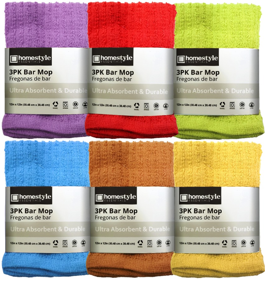 Wholesale 3-Pack Bar Mops - Assorted Colors(72x.15)