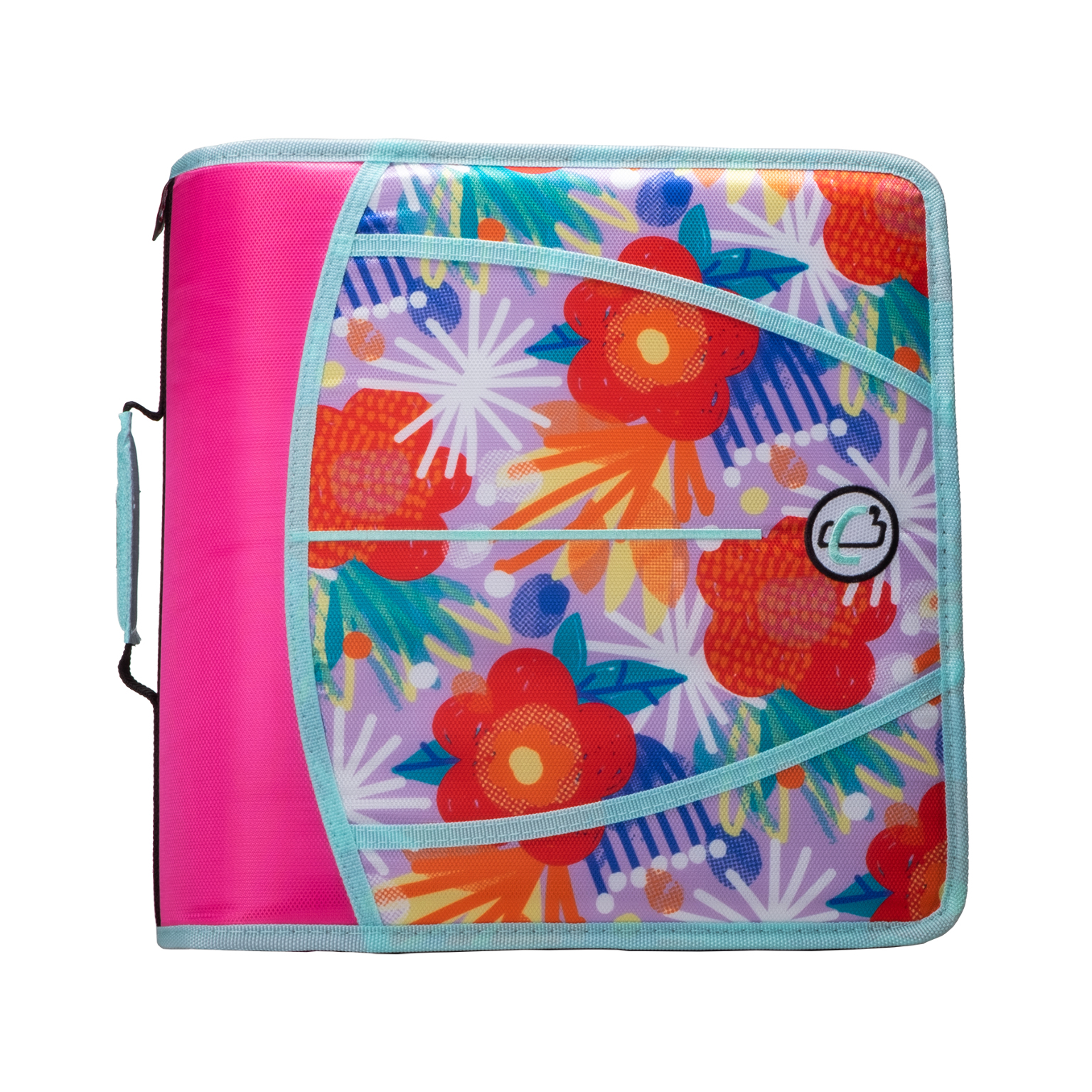 Wholesale Caseit 3" Mighty Zip Tab Zipper Binder with Pink Pop Floral