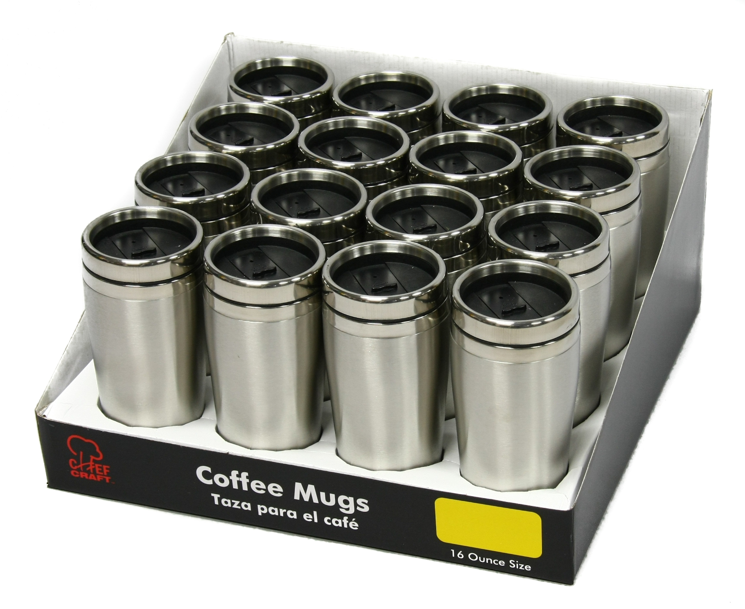 Wholesale 16Piece Stainless Steel Coffee Mug PDQ 16 oz