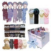 Scarf& Hat Sets For Adults 48 Pc Bin 4 Asst Styles And Colors