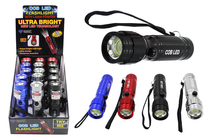 Wholesale Cob Led Flashlight W / Laser(15x.49)