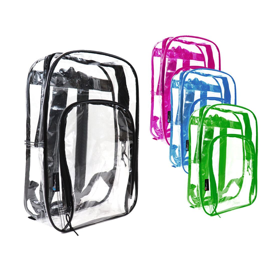 Wholesale Clear 17" Backpacks 4 Trim Colors DollarDays