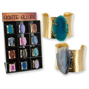 Agate Bracelet on Pounded Brass Bangle
