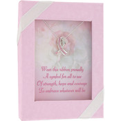 Breast Cancer Awareness Rhinestone Ribbon Pendant