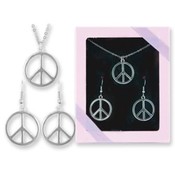 Pretty N' Peace Peace Sign Necklace/Earring Set