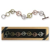 Peace Sign Bracelet Tri-Tone Antique Finish