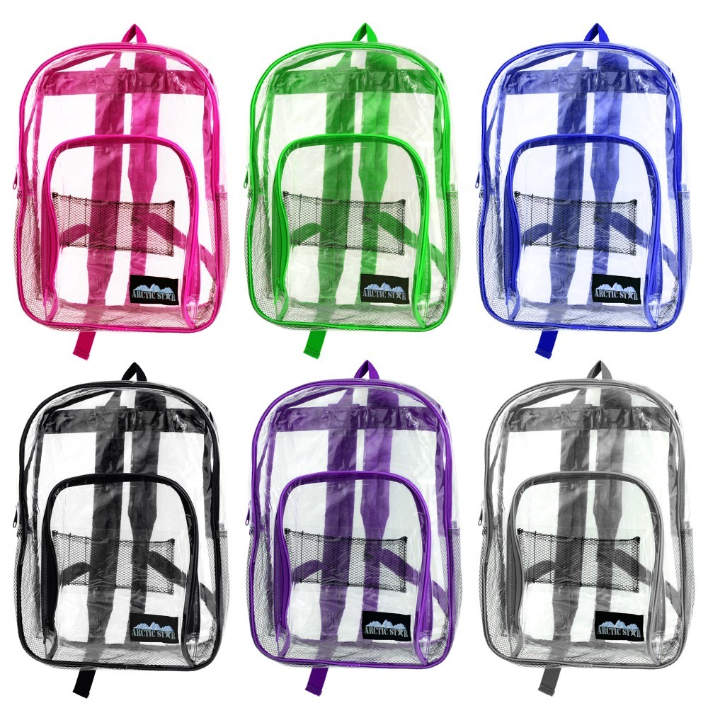 Wholesale 17" Kid's Clear Backpacks in 6 Assorted Colors