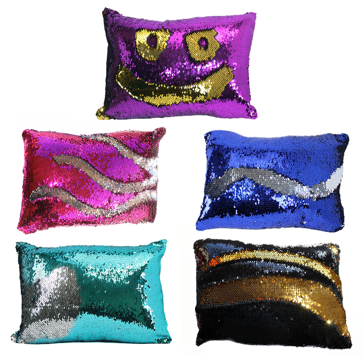 Wholesale Mermaid Sequin Throw Pillow Assorted Colors (SKU 2288409