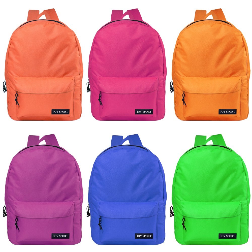 Wholesale 17" Basic Backpacks 6 Assorted Neon Colors (SKU 2339439) DollarDays