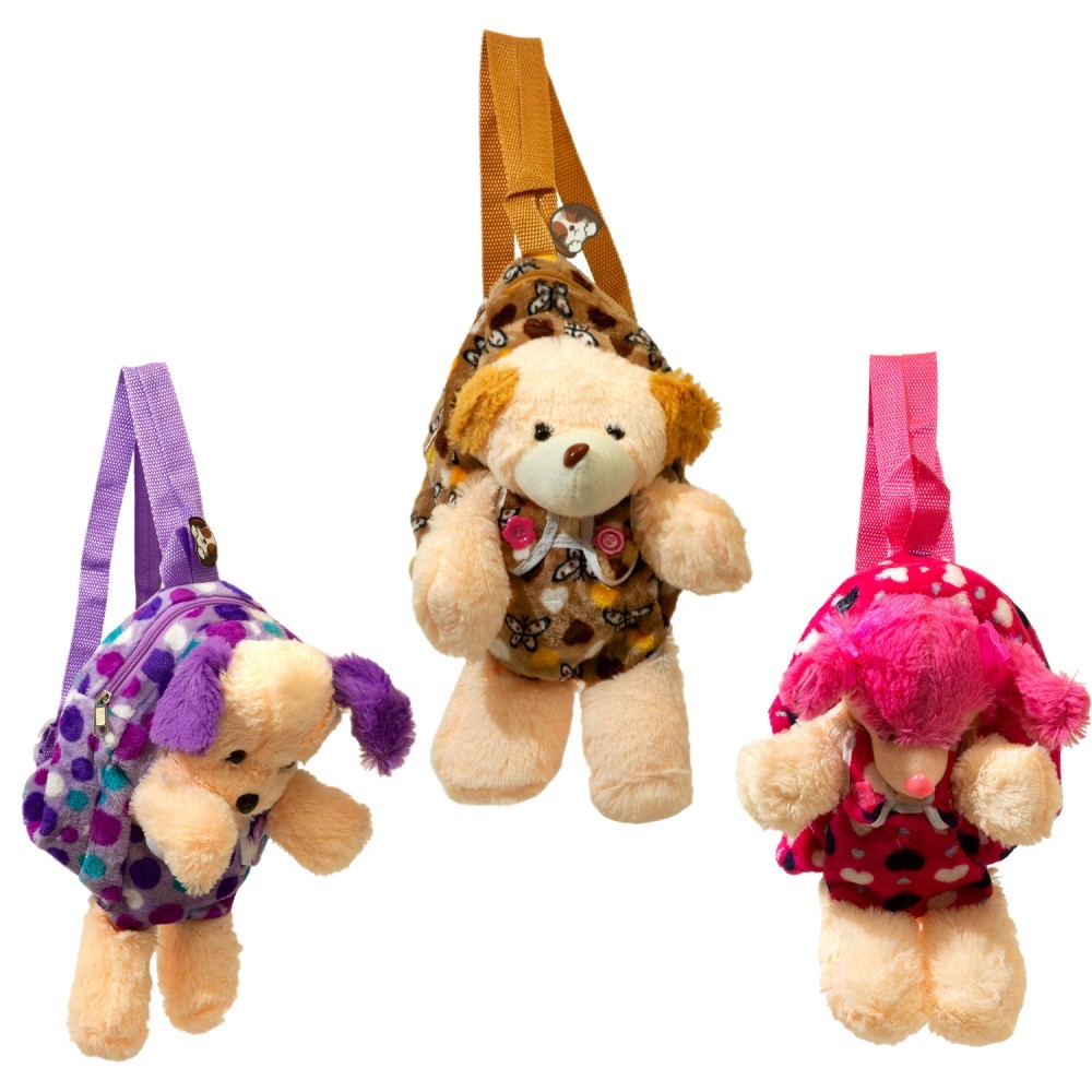 Wholesale Kids Animal Plush Backpack in 3 Assorted Styles