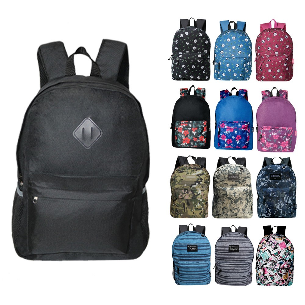 Wholesale 17" Classic Kids Backpacks 8 to 12 Assorted Fashion Prints