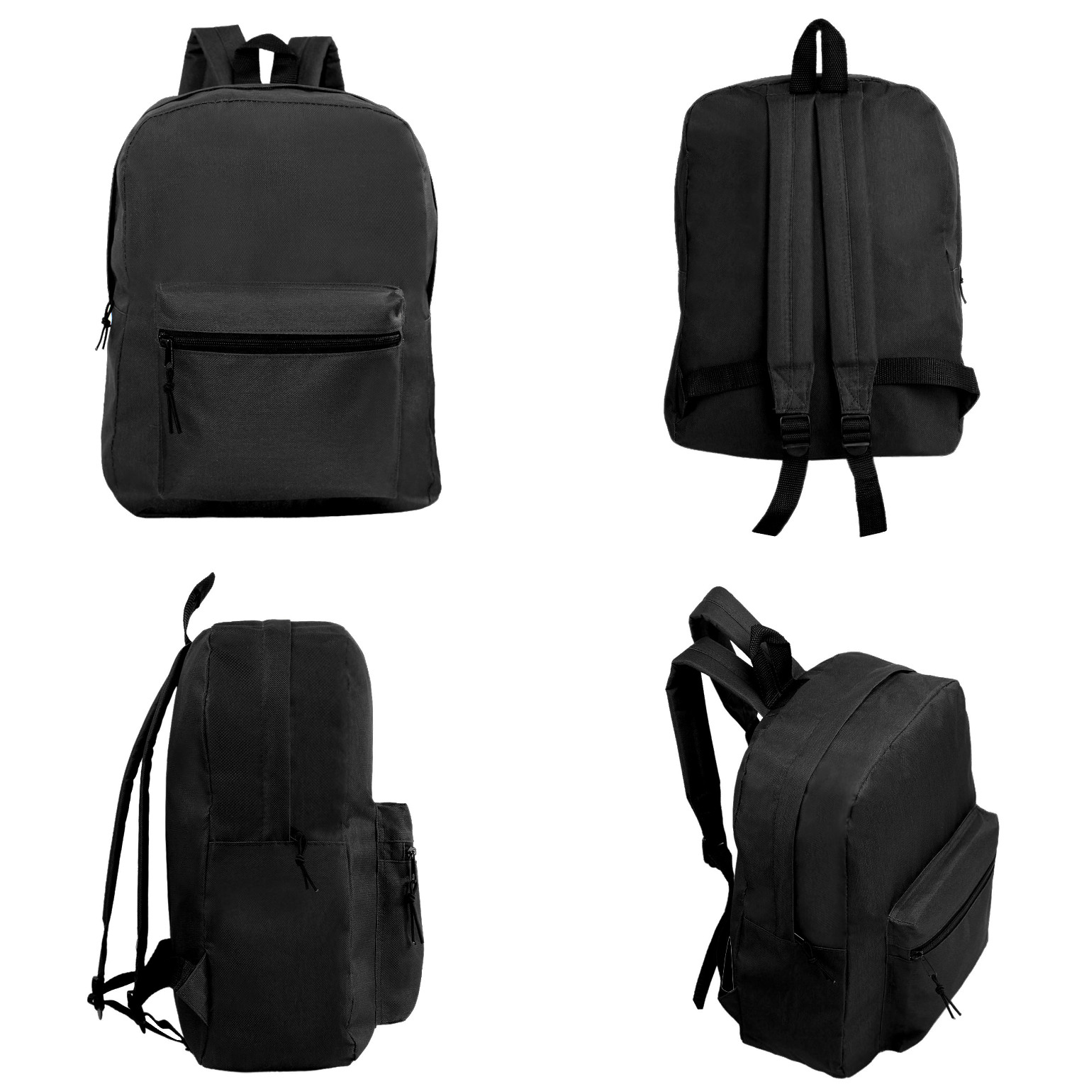 Wholesale 15&quot; Basic Kids Black Backpack (SKU 2290802) DollarDays