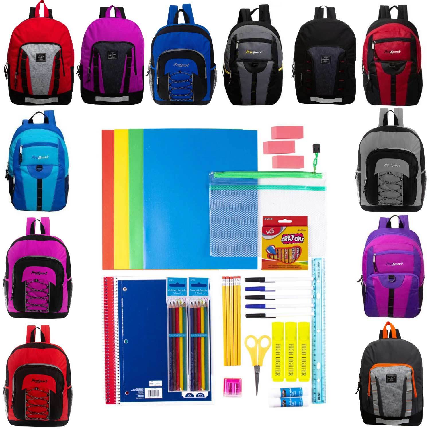 17" Backpack School Supply Kit 18 Count, 48 Piece, Assorted Colors