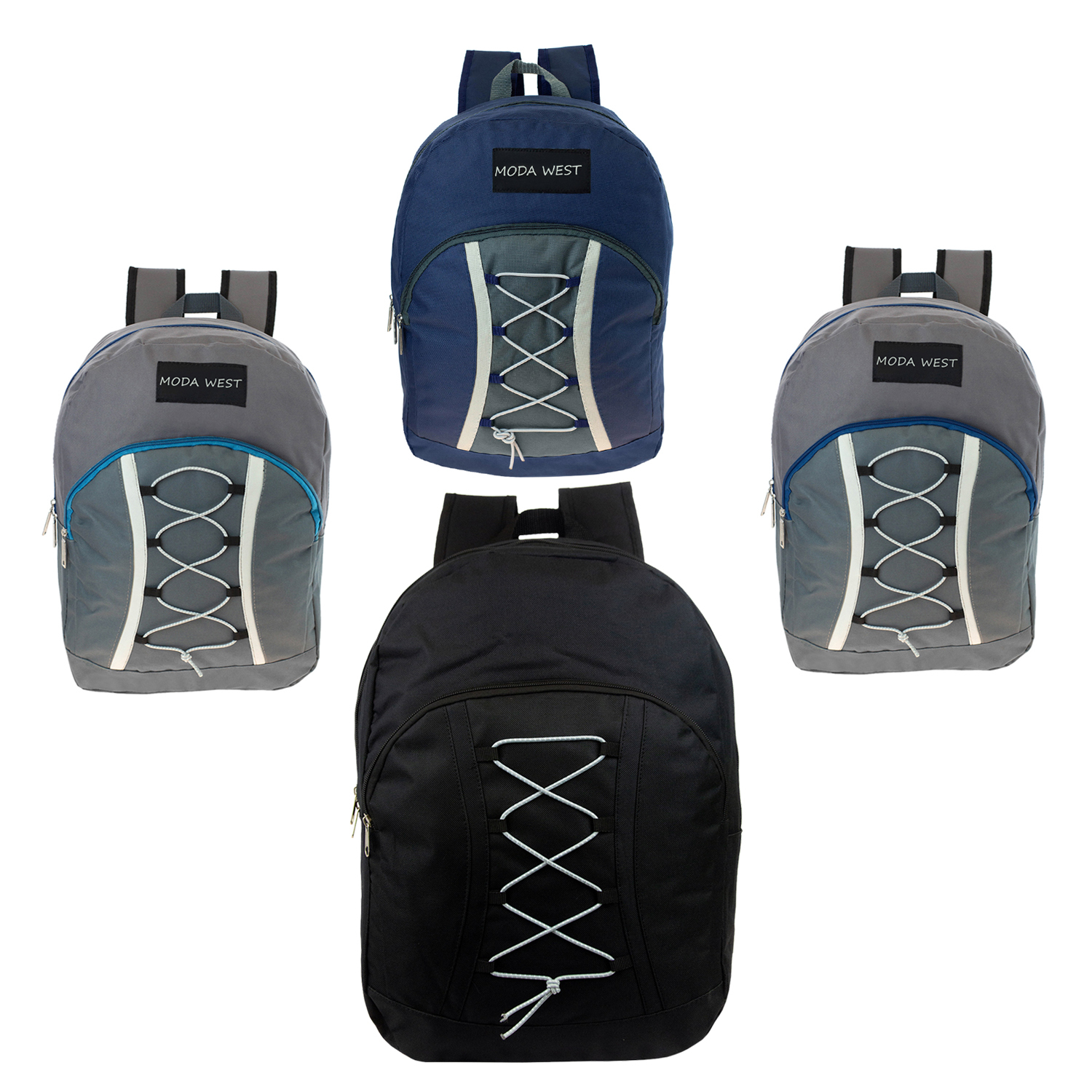 Wholesale 17" Classic Bungee Cord Backpacks Assorted Colors