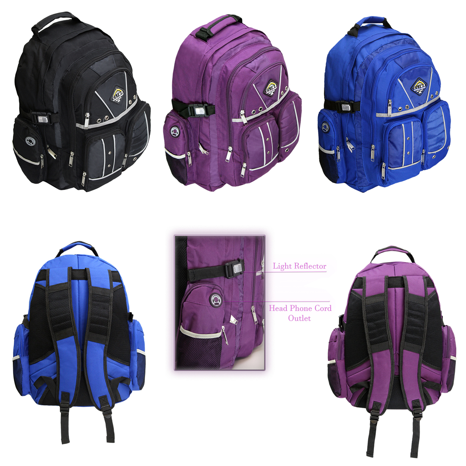 Wholesale 18" Padded Backpack in 3 Assorted Colors DollarDays
