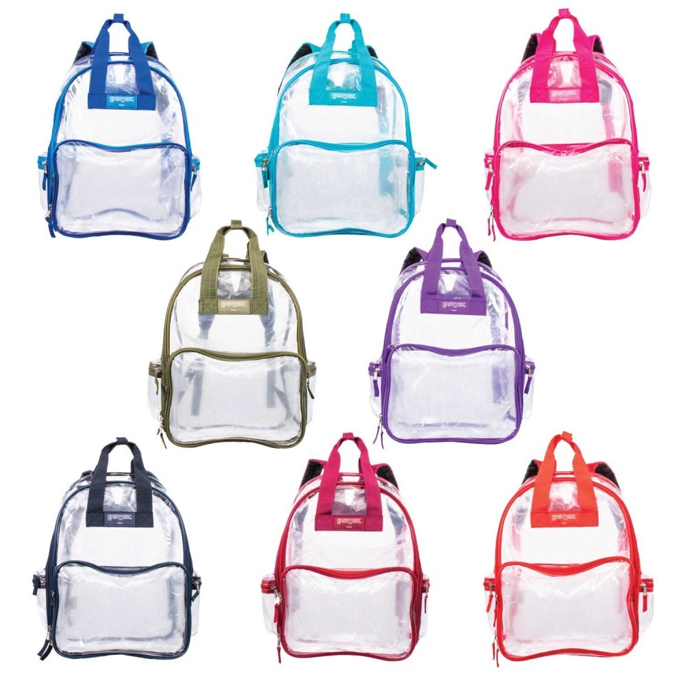 Wholesale 18" Clear Backpacks with Side Mesh Pocket DollarDays