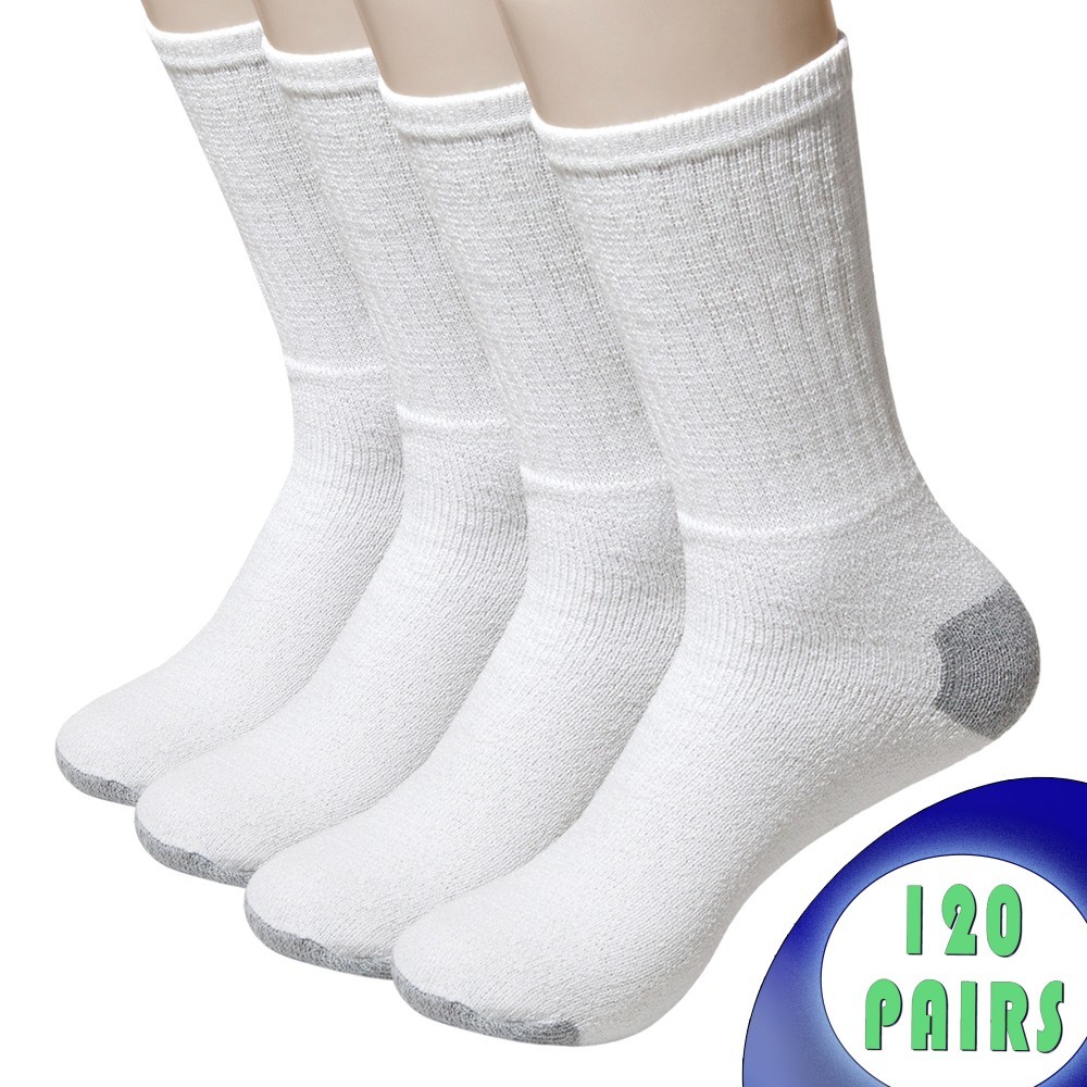 Men's Crew Cut Athletic Socks White w/Grey, 1013, 4 Pack