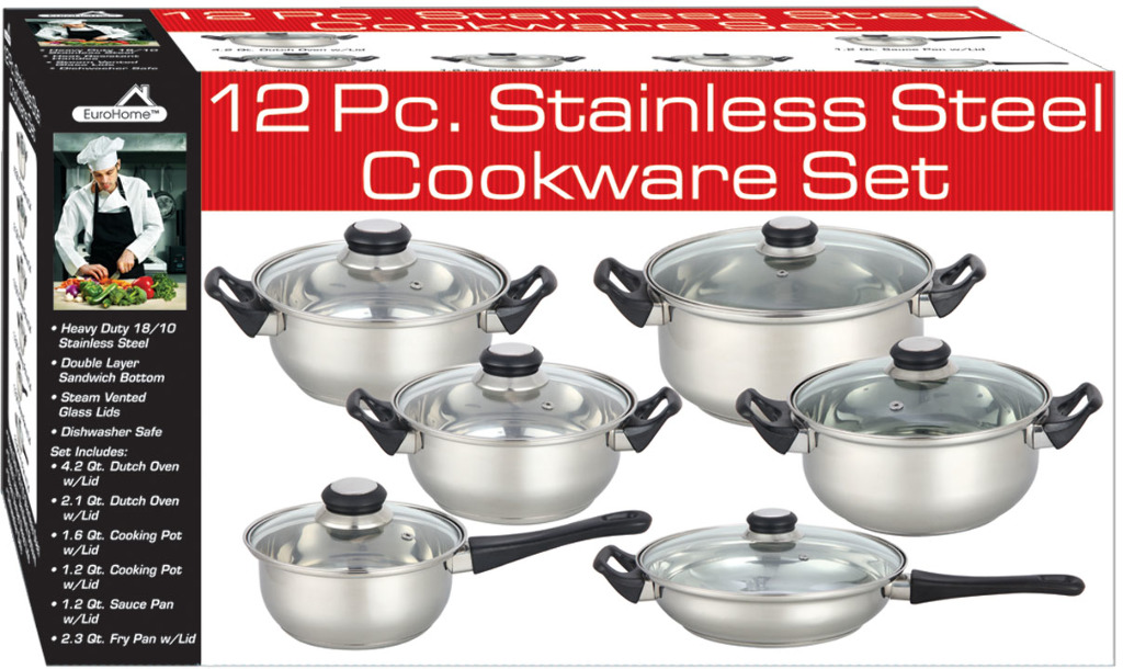 Wholesale Stainless Steel Cookware Set - 12 Piece(4x$59.75)