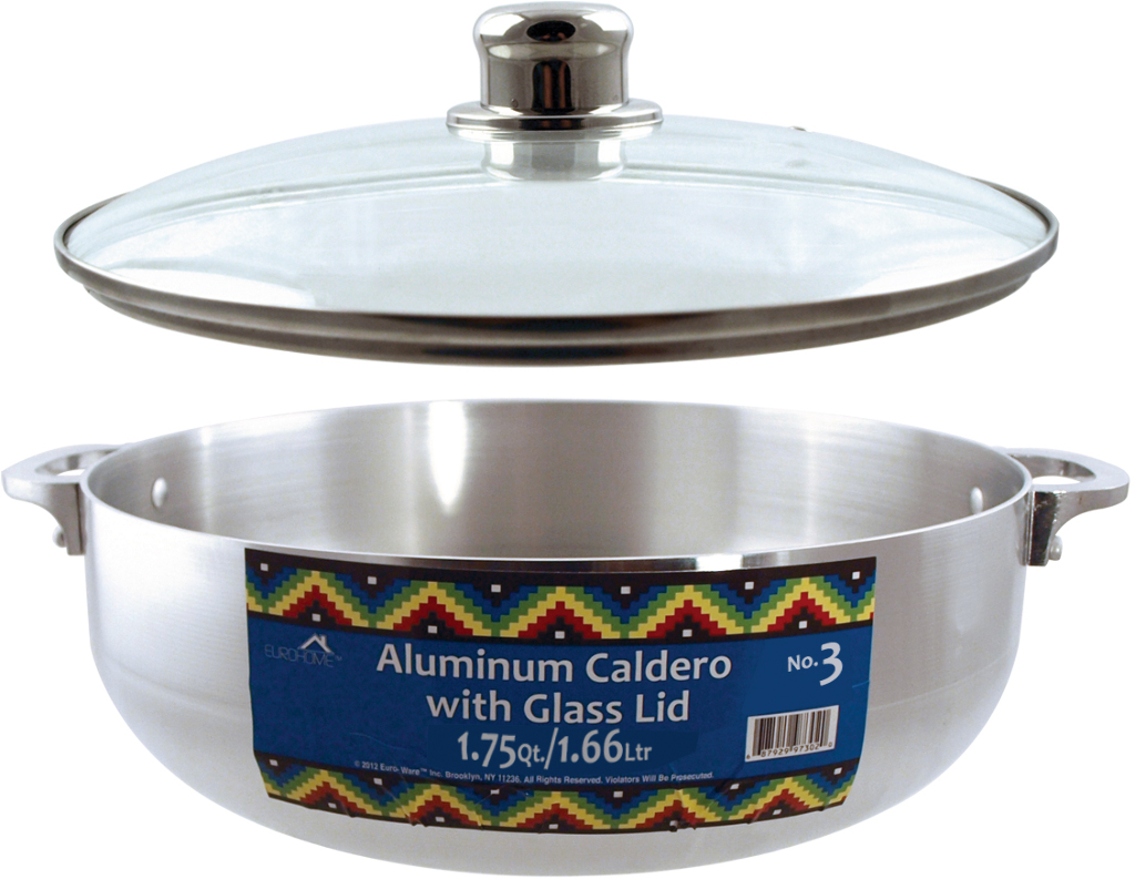 Wholesale 1.75 Quart Shiny Aluminum Caldero W / Glass Lid(6x.67)