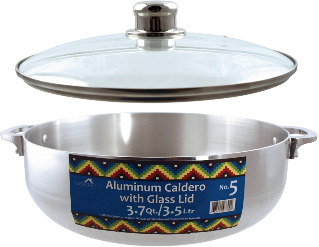 Wholesale 3.7 Quart Shiny Aluminum Caldero W / Glass Lid(6x.22)