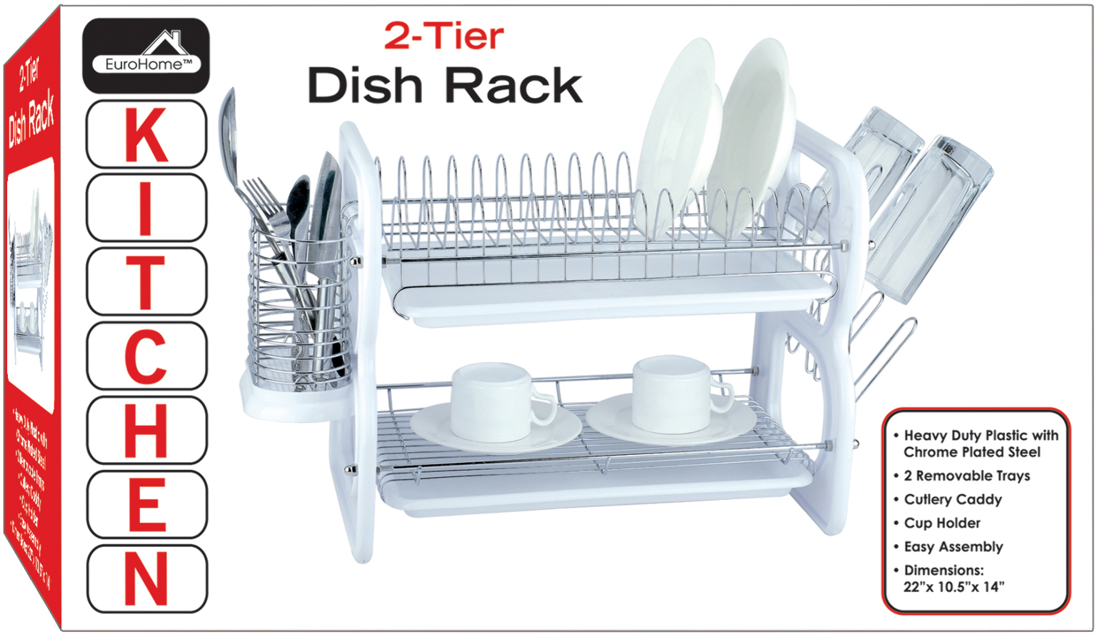 Wholesale Euro-Home 2 Tier Dish Rack - White(4x.51)