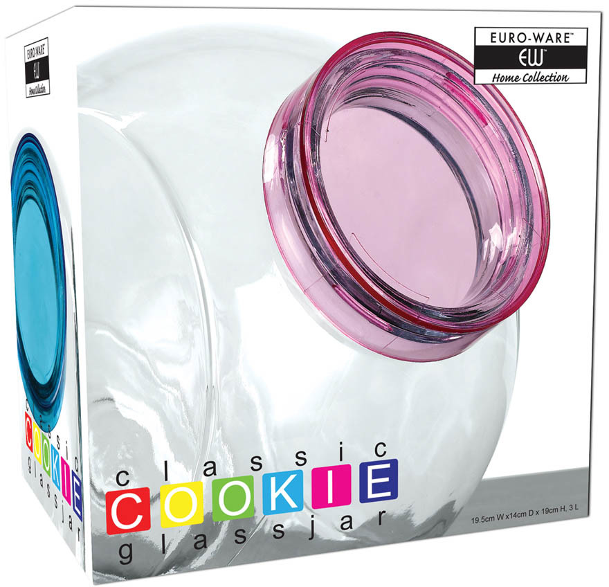Wholesale Glass Cookie Jar W / Assorted Color Lids 3L(216x.02)