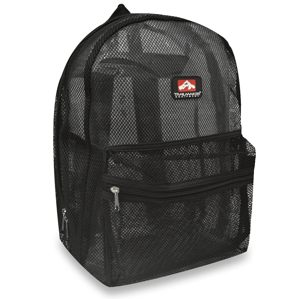 Wholesale 17" Trailmaker Basic Mesh Black Backpack DollarDays