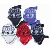 Womens Ear Cover Knit Hat 5 Colors Skier Print