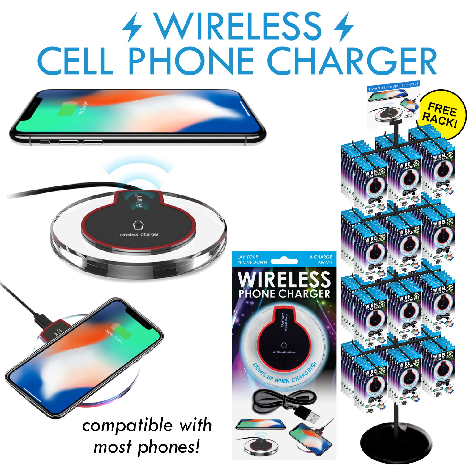 Wholesale 48 Piece Wireless Phone Chargers Display DollarDays
