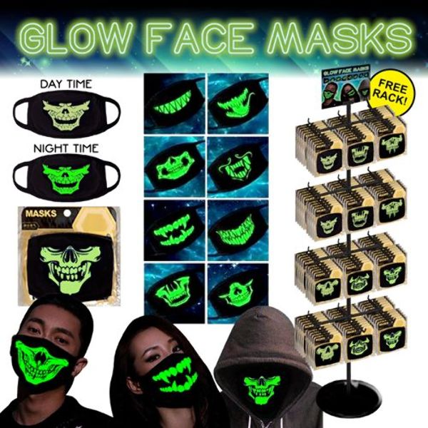 Wholesale 288piece Reusable Glow In The Dark Face Masks Display (SKU 2347666) DollarDays