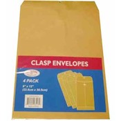 4 Pack Clasp Envelope-9"X12"