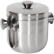 Brushed Stainless-Steel Ice Bucket and Tongs Set