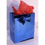 Royal/Dark Blue Metallic Gift/Tote Bag - 6.5" x 4.5" x 2"