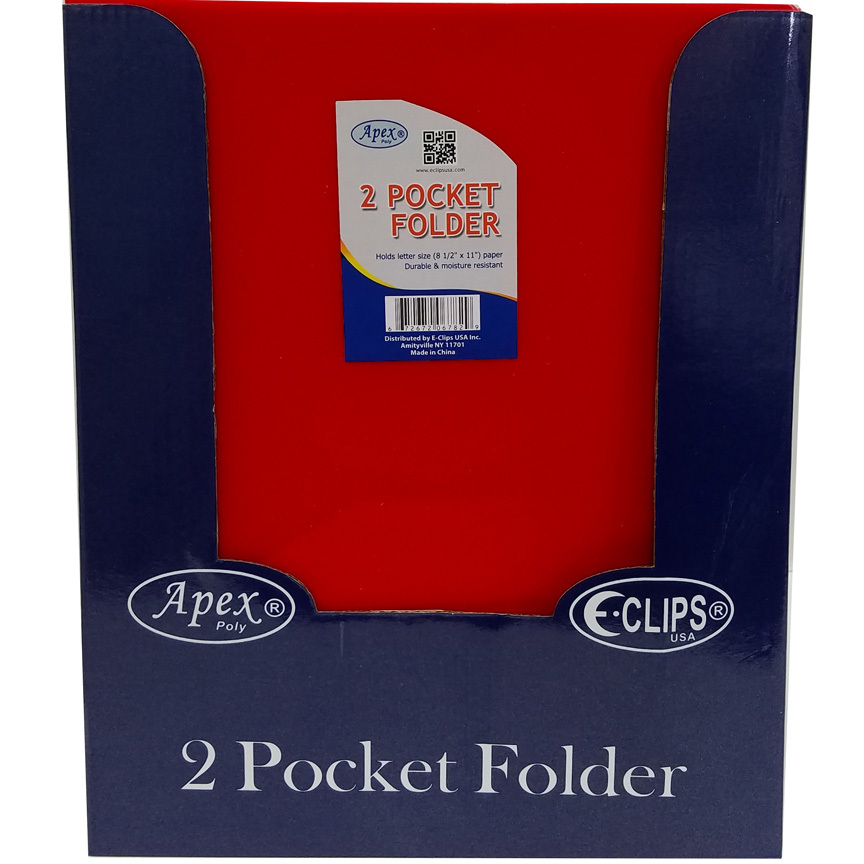 Premium Red Plastic 2 Pocket Folders - 9.5