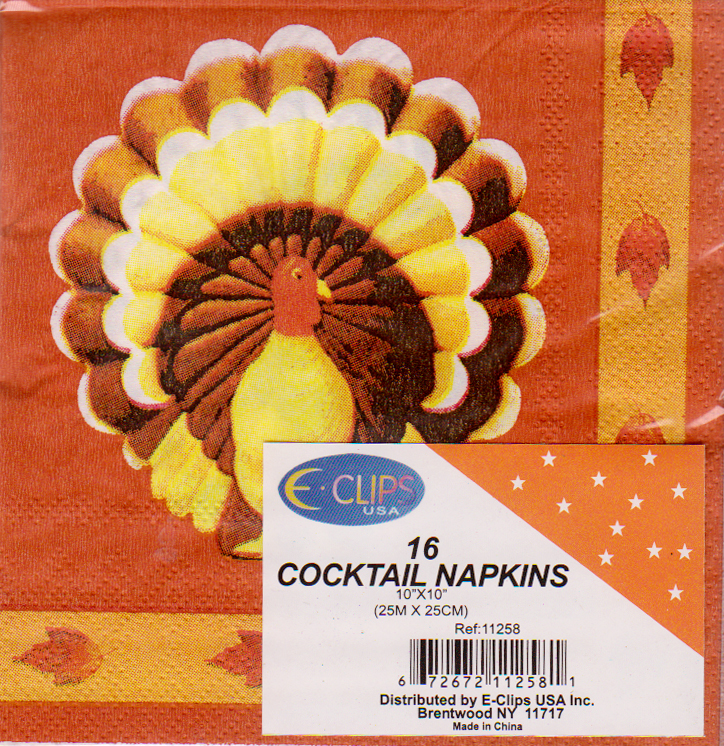 Wholesale Turkey Cocktail Napkins - 24 Count(60xalt=