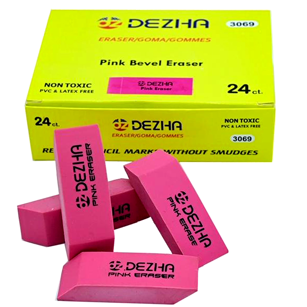 Wholesale Beveled Erasers in Bulk 576 Count, Pink DollarDays