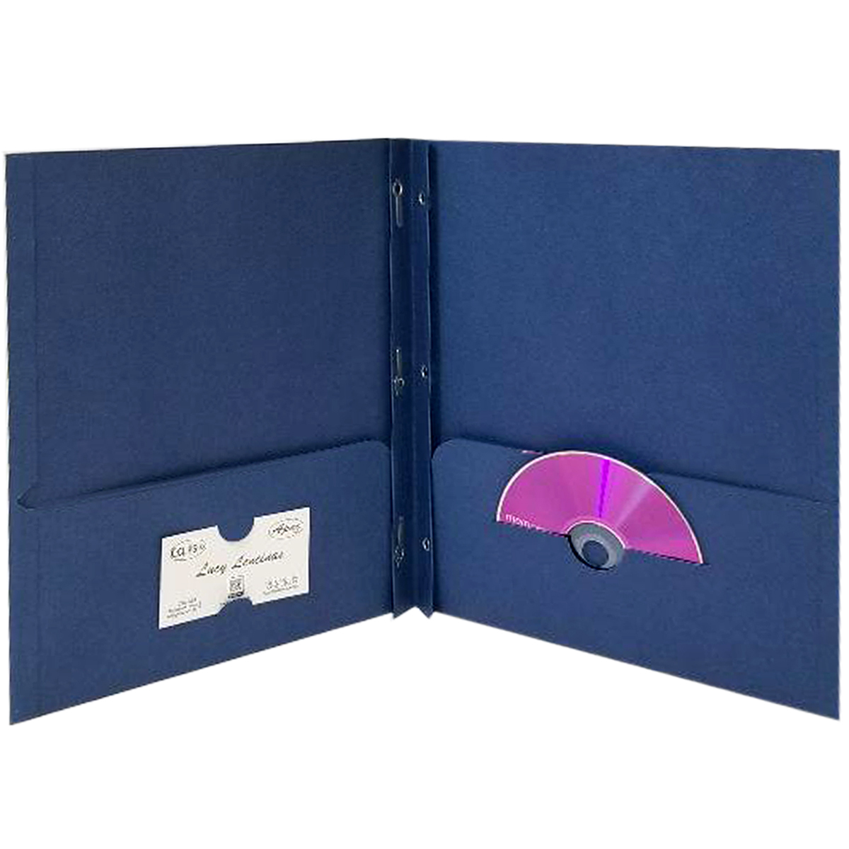 Wholesale TOPS 2 Pocket Folders Dk. Blue, CD and Business Card
