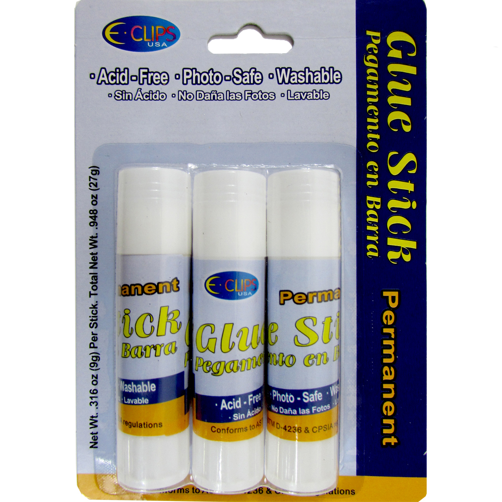 Wholesale Glue Sticks 3 pack .28 oz each Clear Glue (SKU 1864628